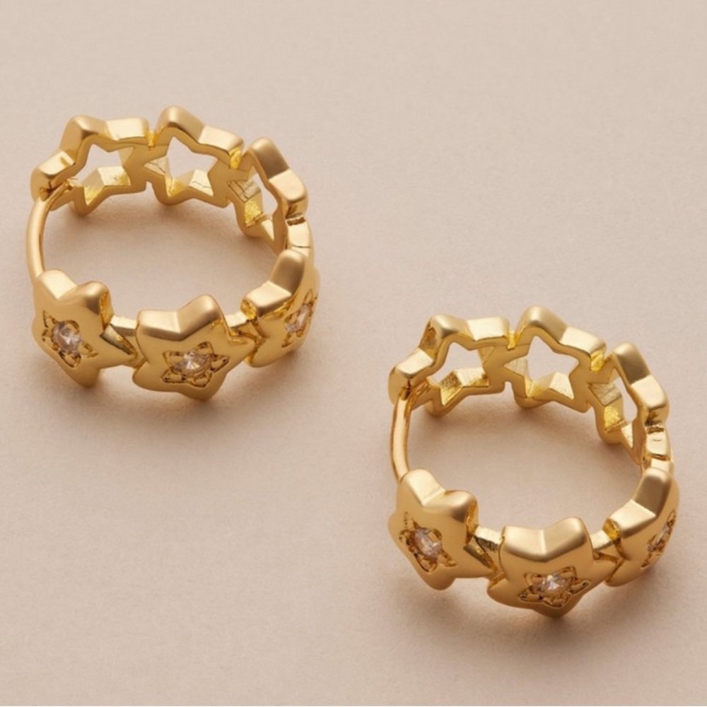 Lucky Brand Star Studded Hoop Earrings